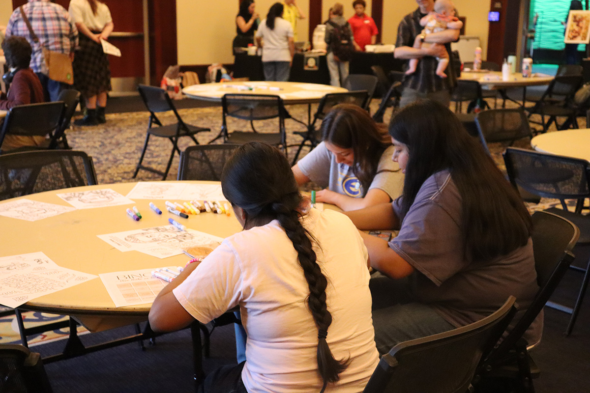 Attendees were able to sit down to play games and color.