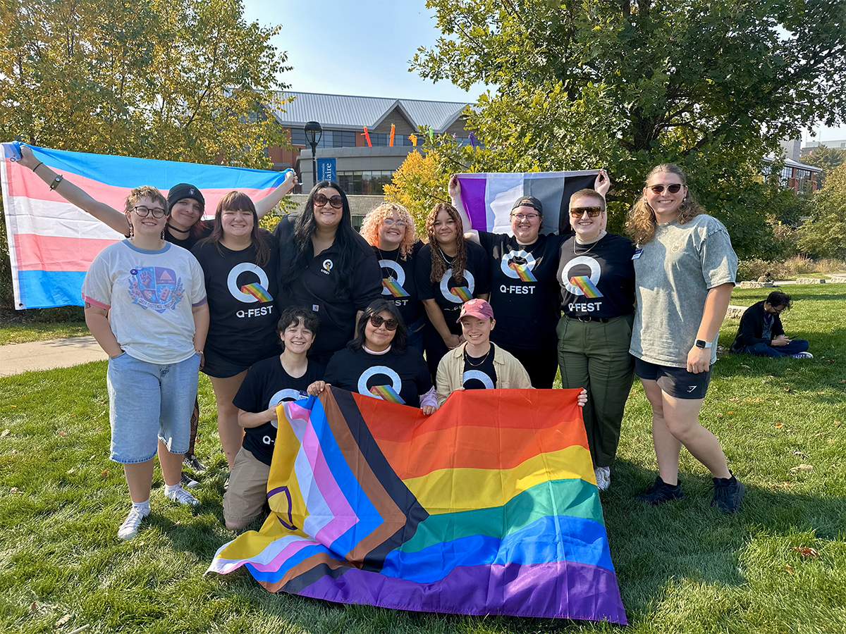 The student cohort for Q-Fest has been tabling and promoting the event for the past month, including attending the National Coming Out Day event on Oct. 11. (Photo used with permission from Nelly Christelle)