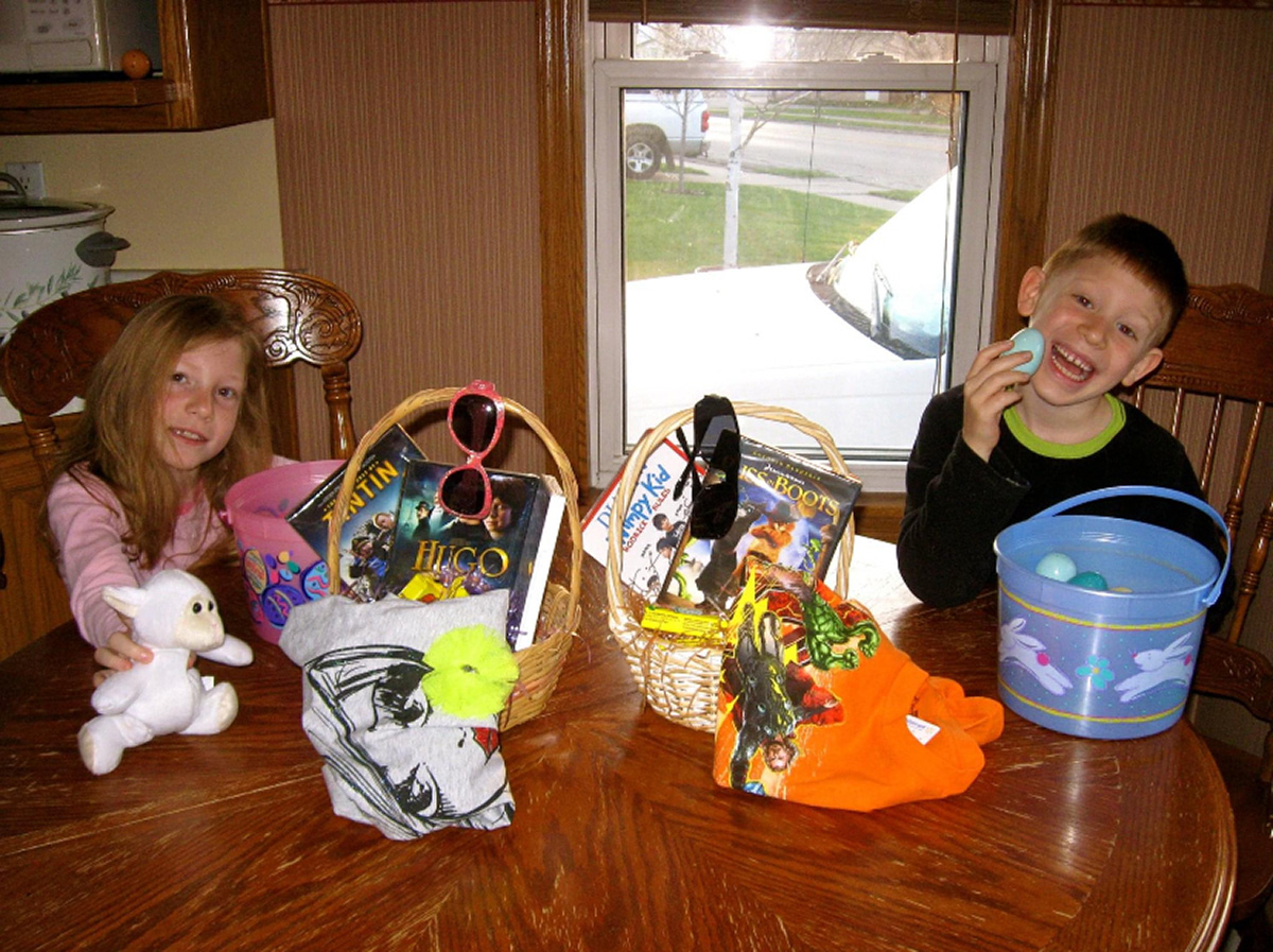 Easter goodies are displayed on the table with pride.