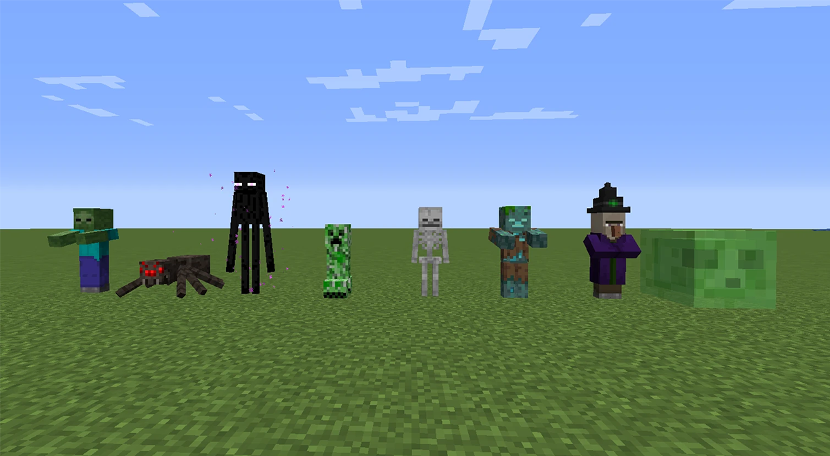 Hostile mobs haunt any dark dwelling, including my nightmares. (Minecraft Wiki)