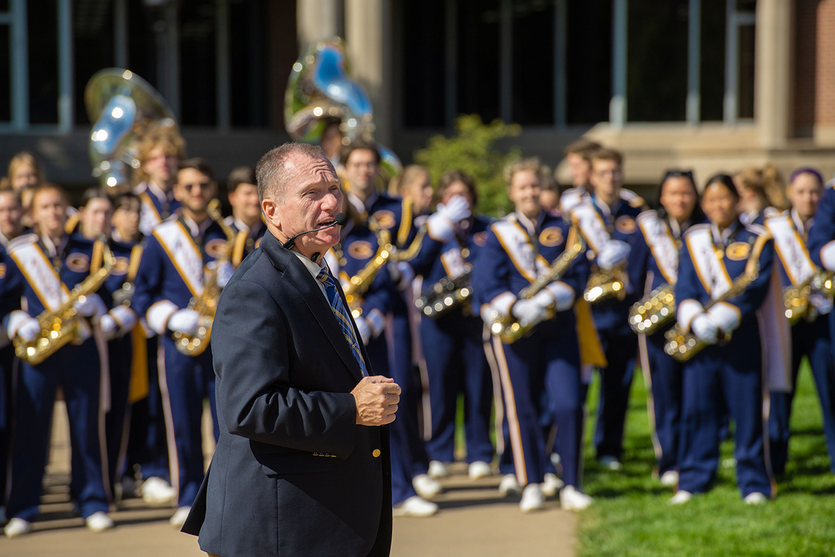 Nearly 4,000 students have taken part in the BMB under Dickerson’s direction. (Photo from UW-Eau Claire website)