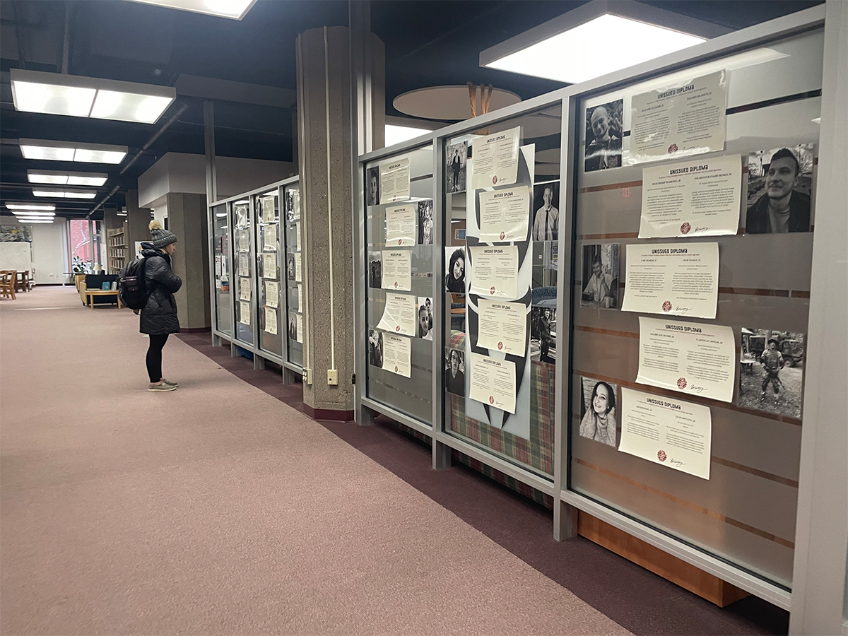 “It was also my intention to bring this exhibition before Thanksgiving specifically,” Iryna Levada said. “People are more aware of being thankful for our lives, being thankful for our education, and this exhibit serves as a real example for why we should be thankful.”