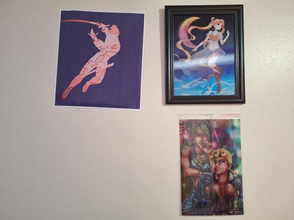 Posters representing three of my favorite franchises: Fire Emblem, Sailor Moon and Jojo’s Bizarre Adventure.